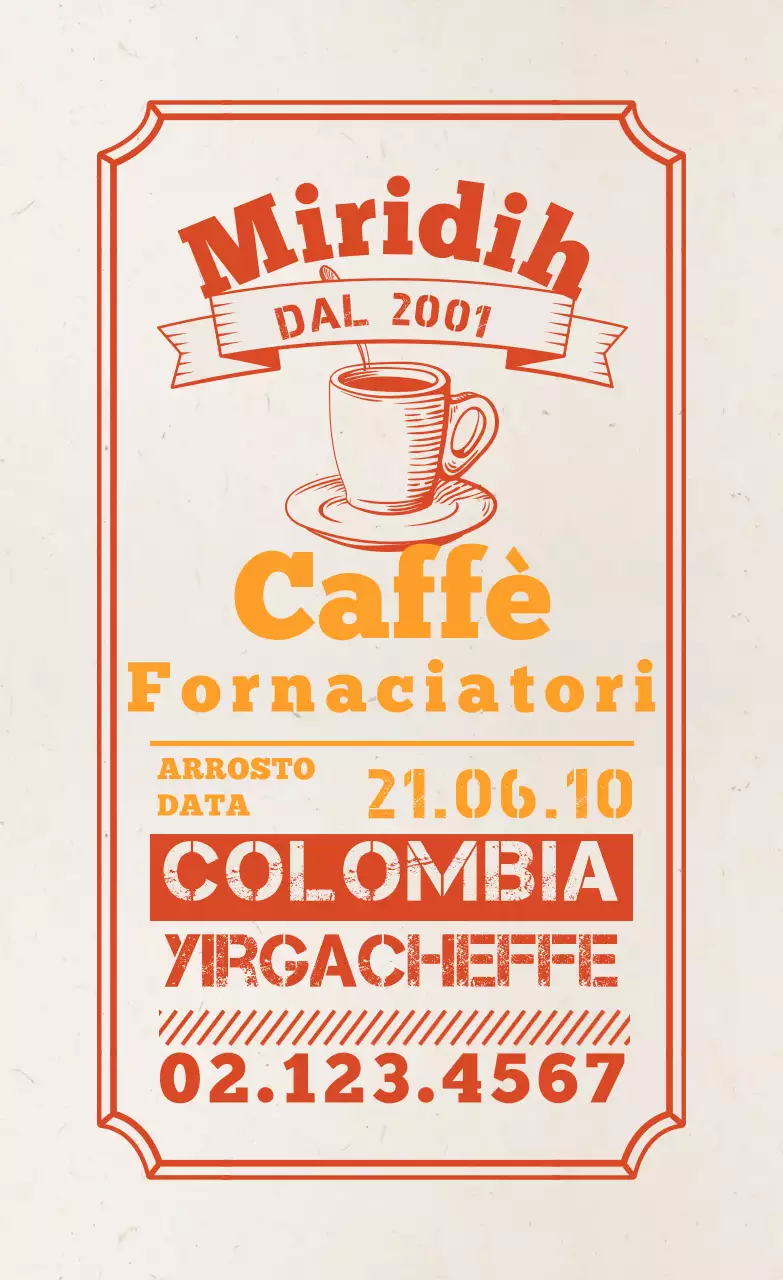 Etichette per chicchi di caffè con design tipografico rossastro