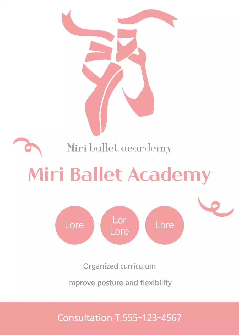  ilustrasi putih merah muda sekolah balet promosi sederhana