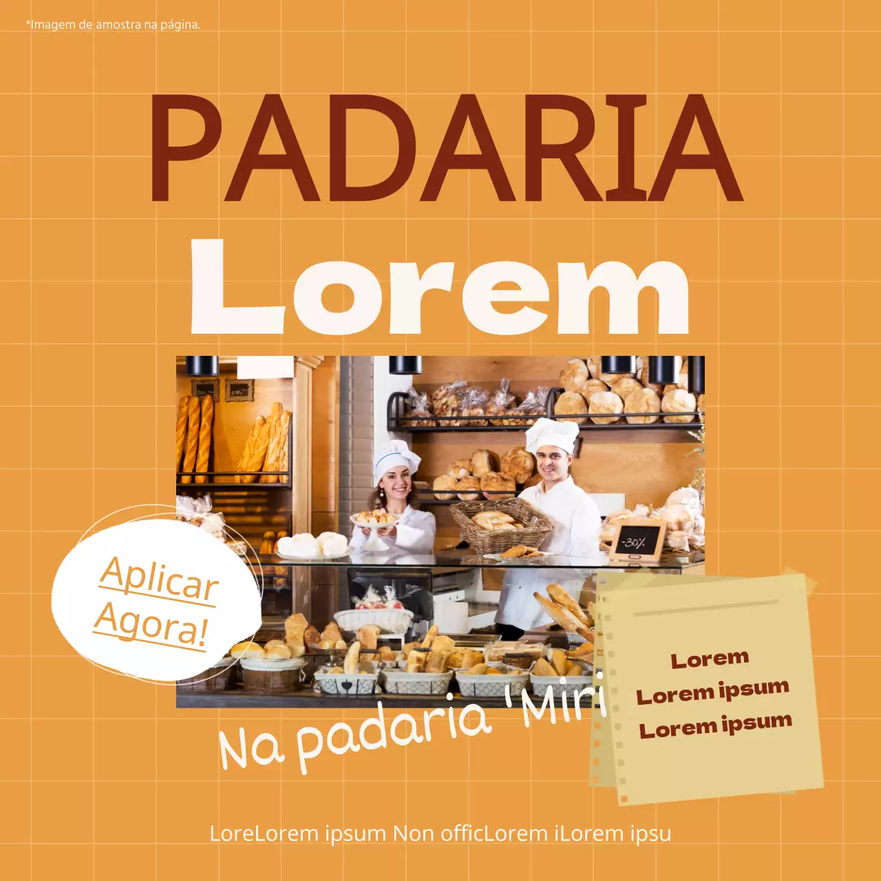 Anúncio de pessoal com fundo laranja e pontos de texto castanhos V2