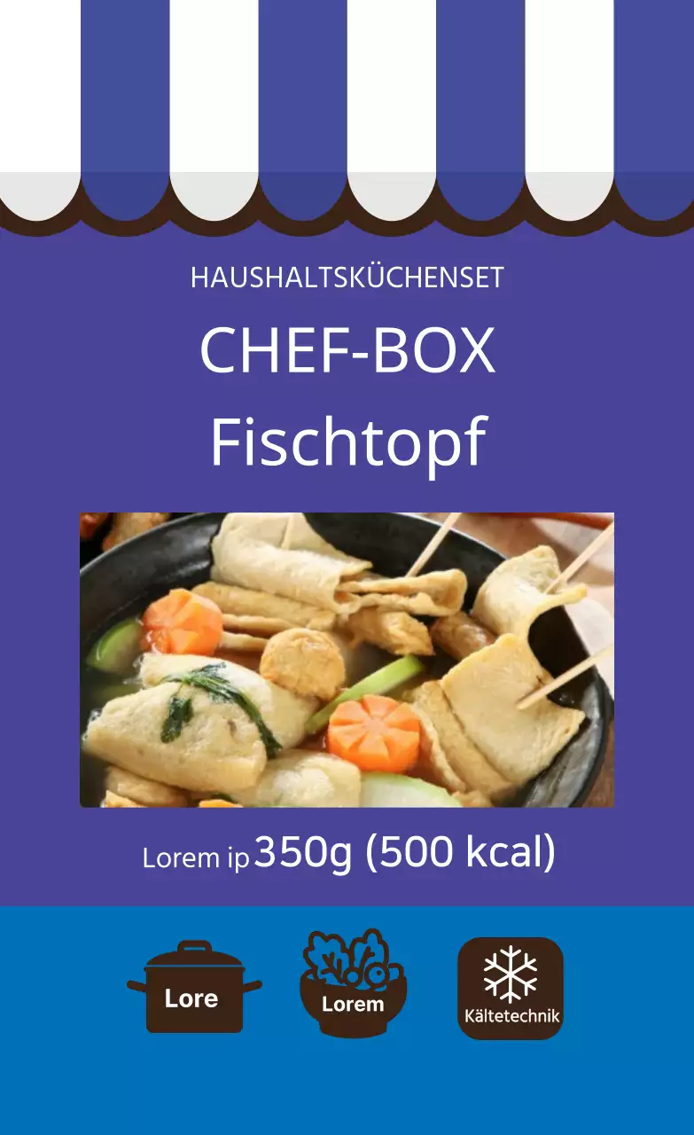 Blaues illustriertes Brötchen Oden-Kochetikett