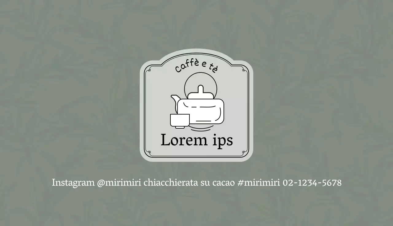 Tè verde grigio illustrato Logo Cafe Coupon