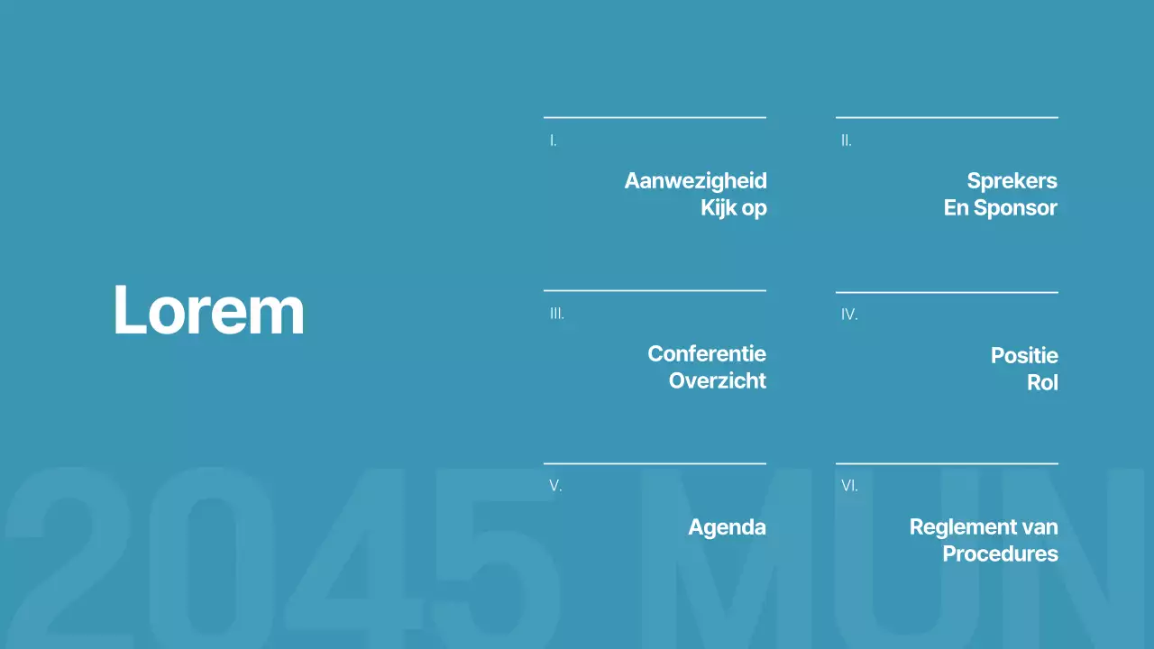Eenvoudige blauwe en marineblauwe namaak VN-conferentiepresentatie