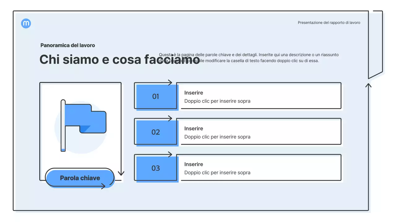 Forme puntiformi con frecce azzurre kit di presentazione aziendale