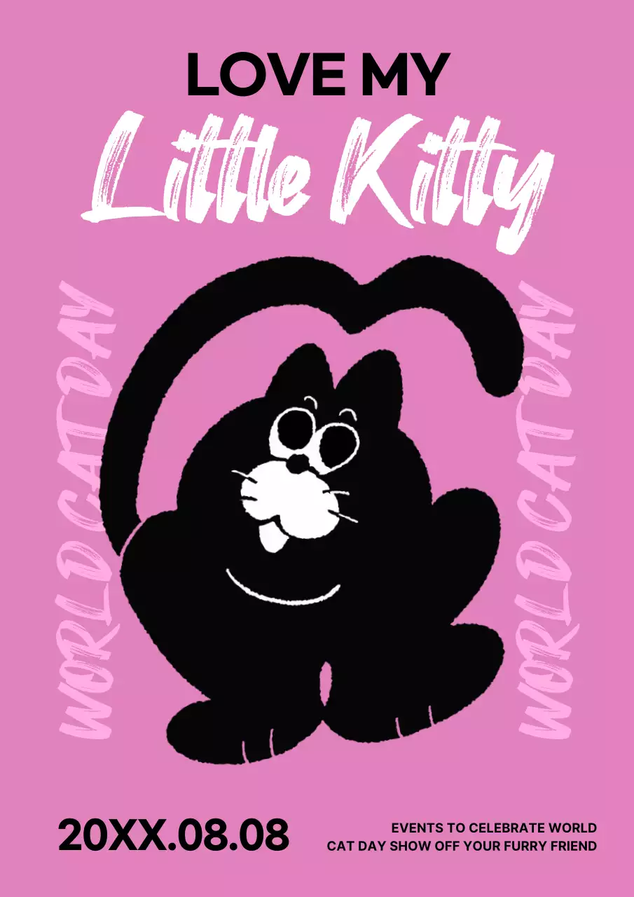 핑크 레트로 캣 이벤트 포스터