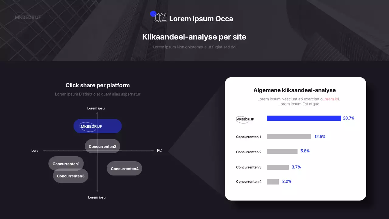 Eenvoudig zakelijk infografisch rapport in zwart en blauw