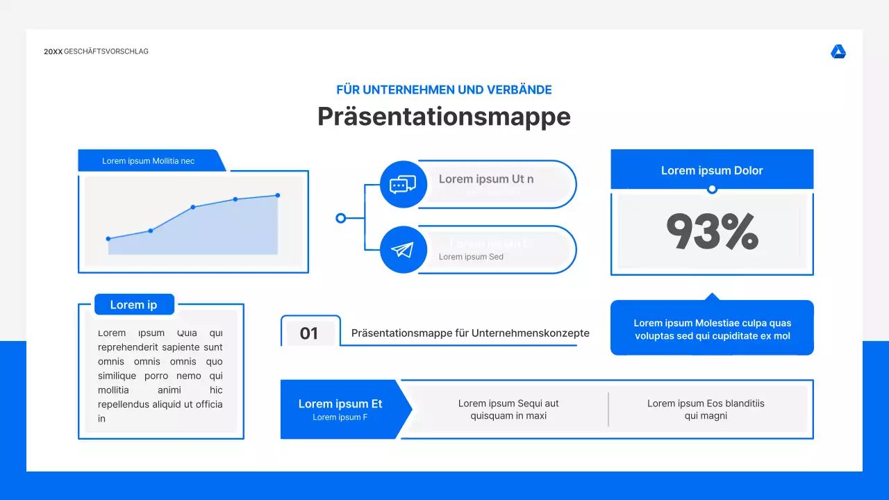 Saubere, intuitive Präsentationsmappe für Geschäftsangebote in Blau und Hellgrau