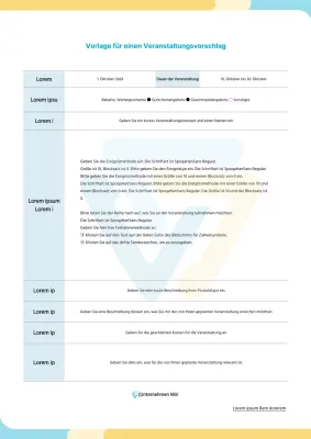 Vorschlag für einen Schriftsatz mit abgerundeten Formen in Hellblau und Gelb