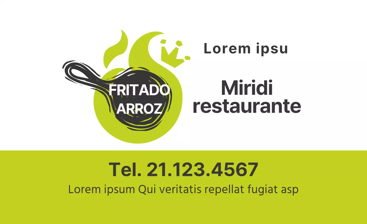 Promoção de arroz frito em restaurante com logótipo verde