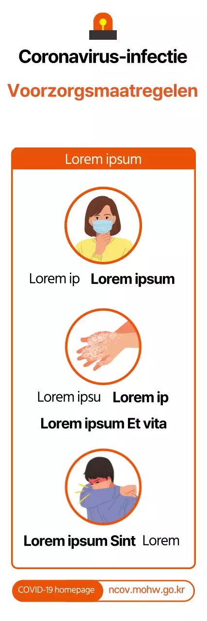 Oranje geïllustreerde gids voor voorzorgsmaatregelen tegen het coronavirus