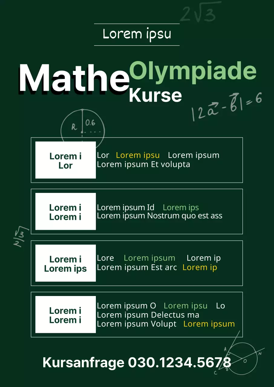 Einstellung von Green Maths School