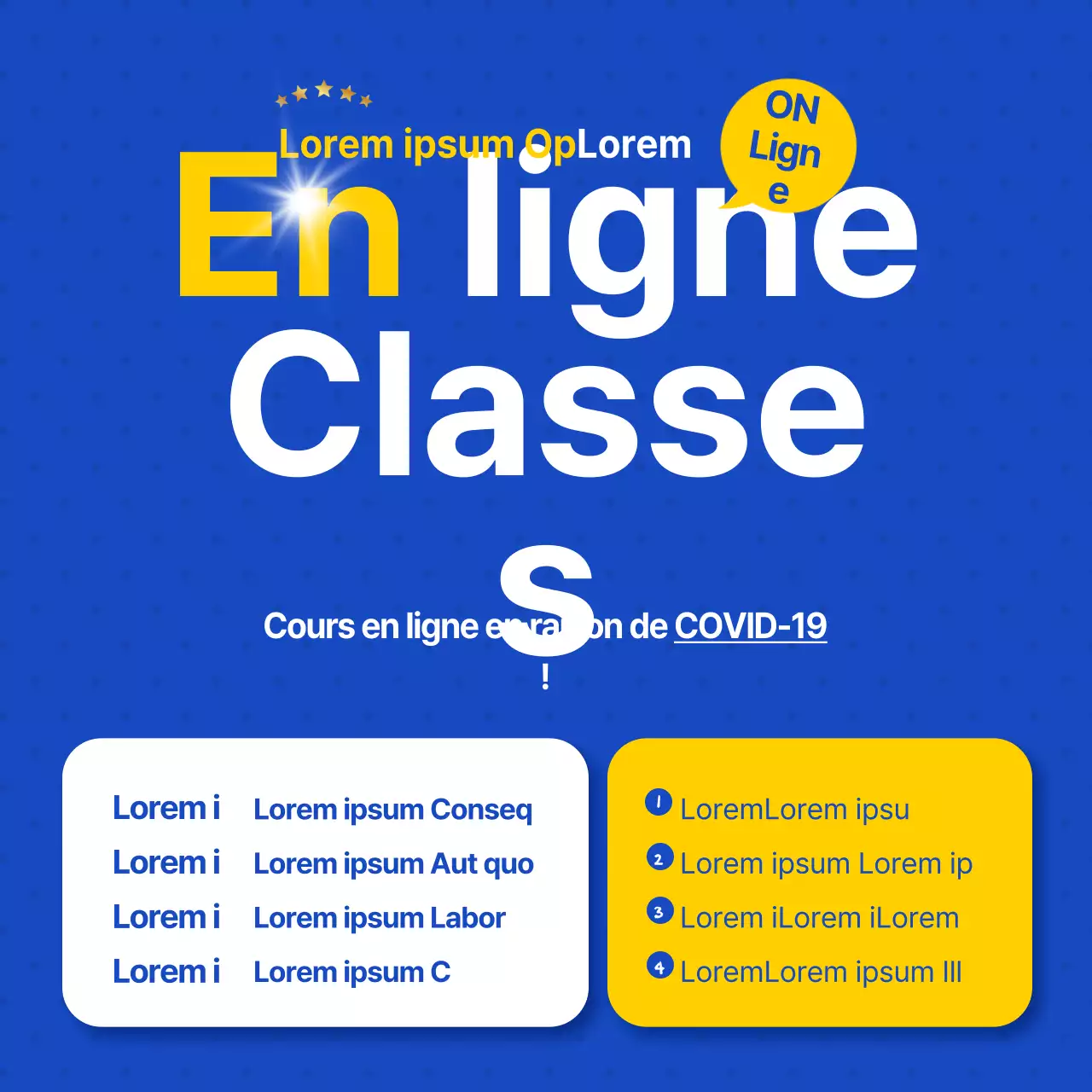 Une annonce de recrutement de formation en ligne propre, bleue et blanche