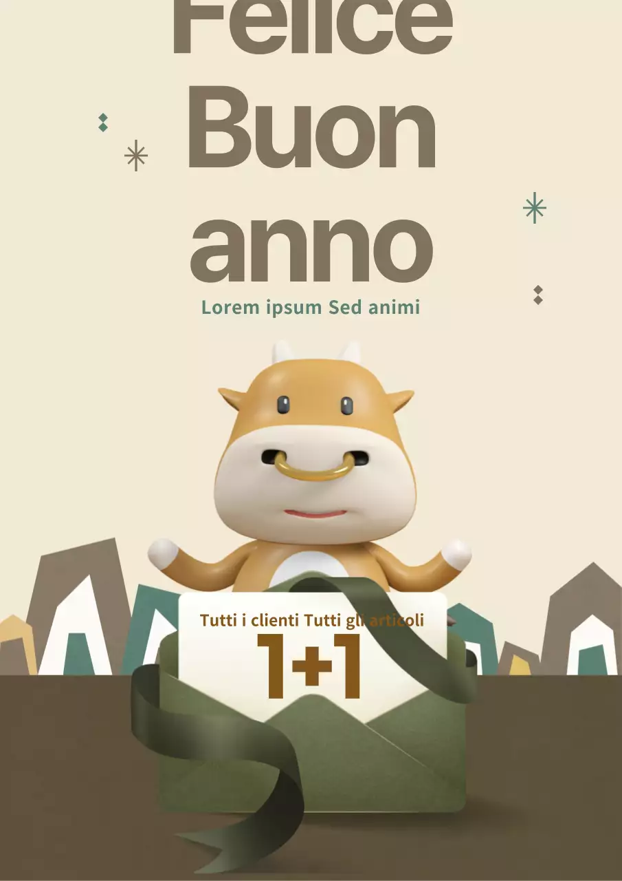 Evento di Capodanno con illustrazioni di lettere gialle e marroni