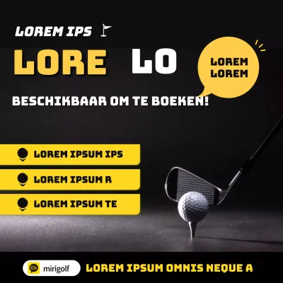 Een rustgevend zwart en geel scherm voor golfboekingen Social Media