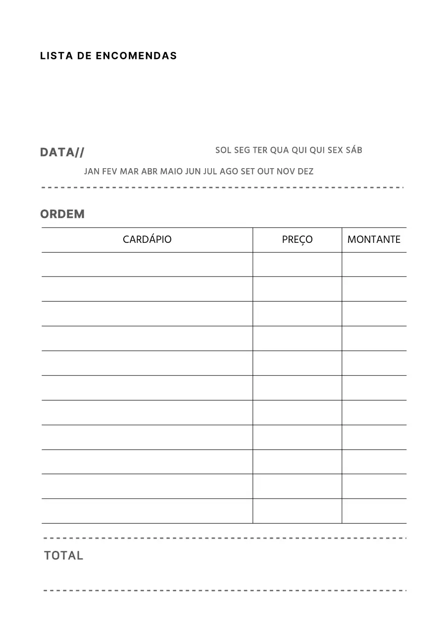 Cartaz com design de formulário de encomenda simples em branco