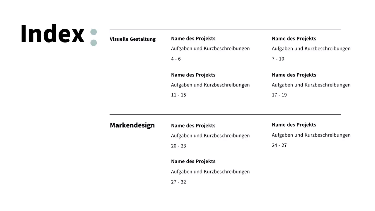 Portfolio mit sauberem Layout