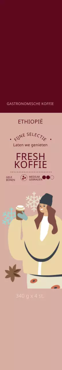 Roze warme illustratie koffiebonen