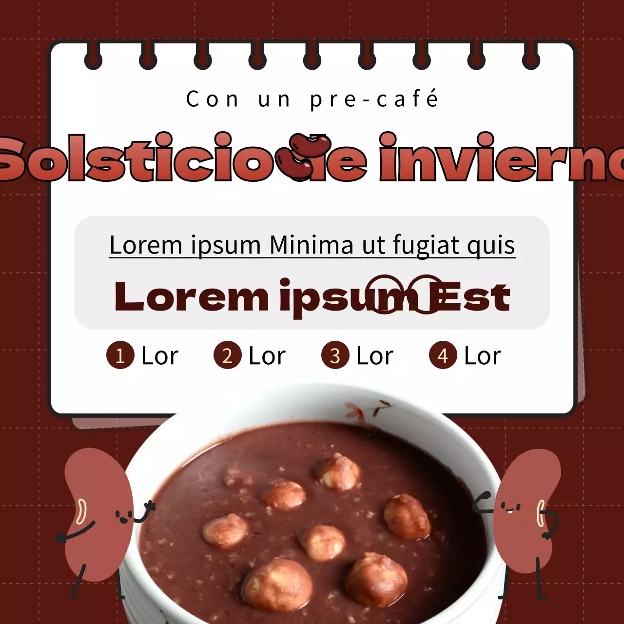 Divertida plantilla de evento del solsticio de invierno en marrón y ocre