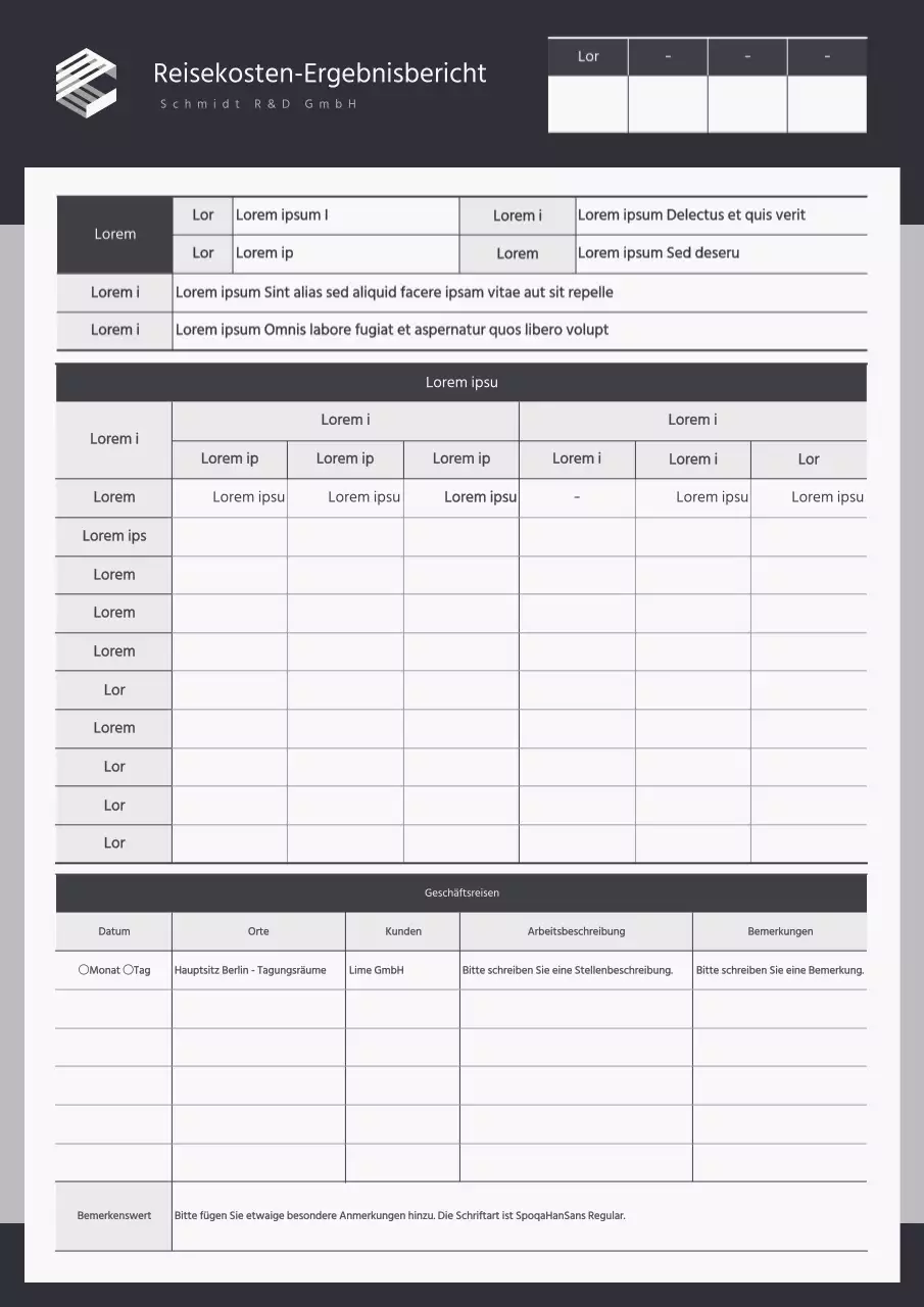 Einfache schwarz-graue Reisekostenabrechnungen