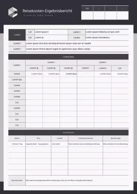 Einfache schwarz-graue Reisekostenabrechnungen