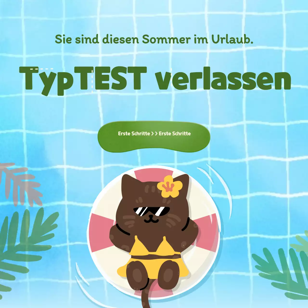 Urlaubstypischer Psychologietest mit einem niedlichen Konzept für einen blauen Pool