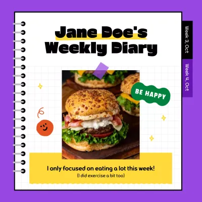 Purple Retro Diary Planner Social Media Post