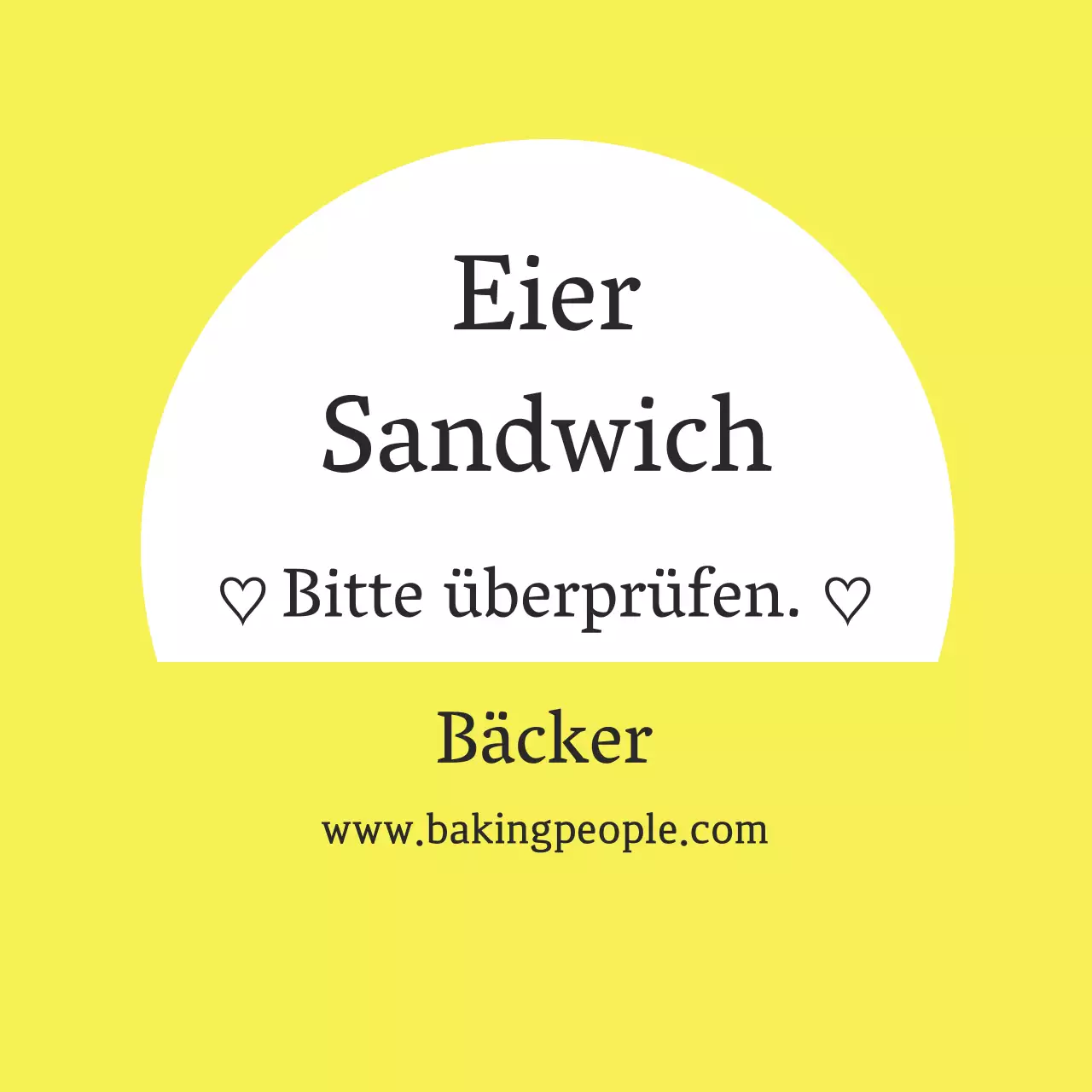 Highlight gelbe Beschriftung einfache Lebensmittel Ei Sandwich Bäckerei Etikett
