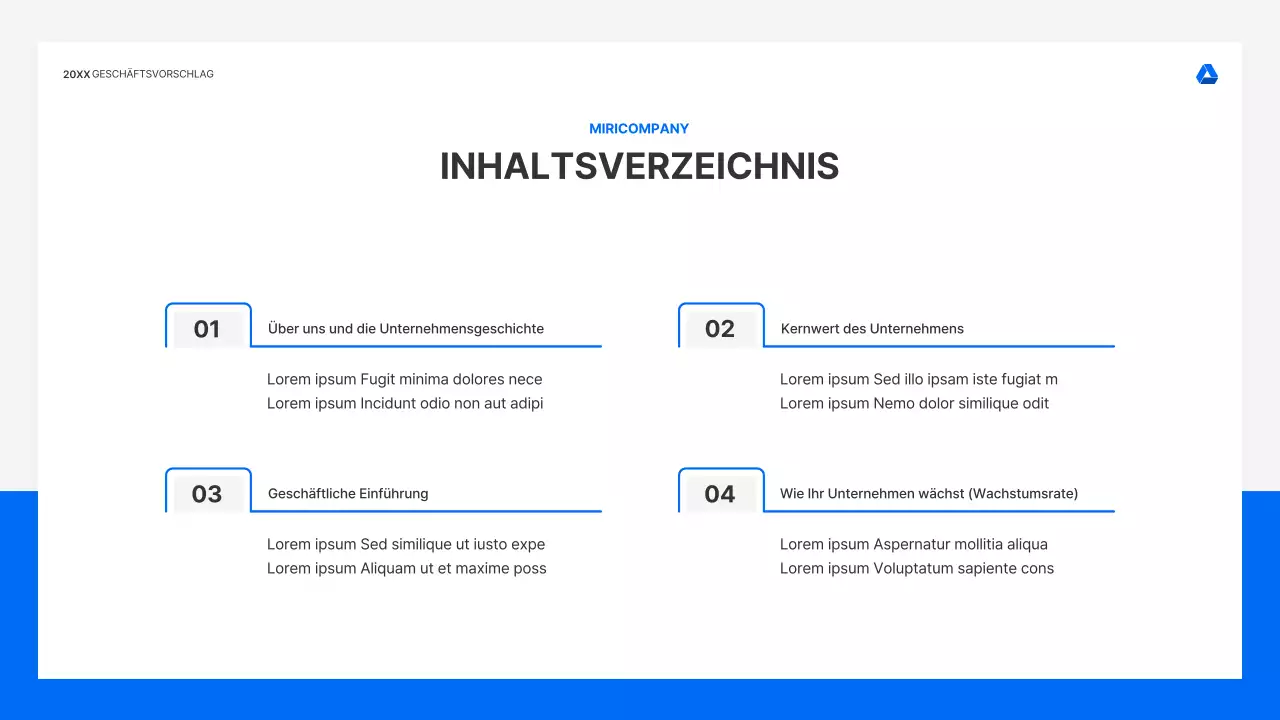 Saubere, intuitive Präsentationsmappe für Geschäftsangebote in Blau und Hellgrau