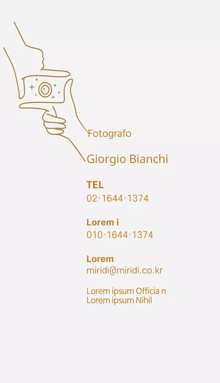 Biglietto da visita studio fotografico grigio beige illustrato