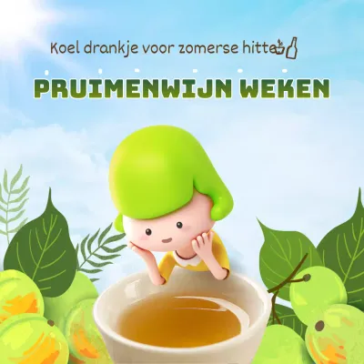 Kalk groene 3D illustratie verfrissend concept pruim wijn thema