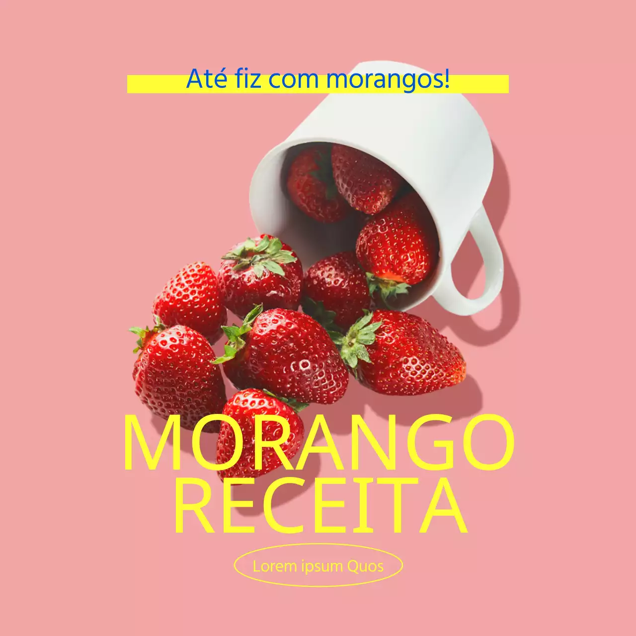 Uma coleção de receitas de morango com toques de rosa e amarelo
