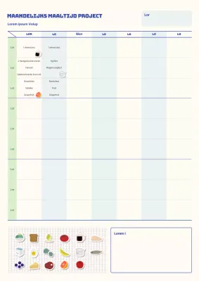 Een basis dieetdagboek in ivoor en lichtblauw.