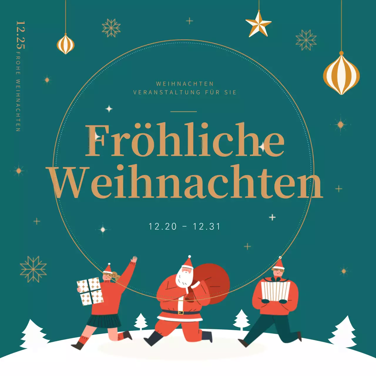 Weihnachtsmann Weihnachtsbanner in grün und gelb