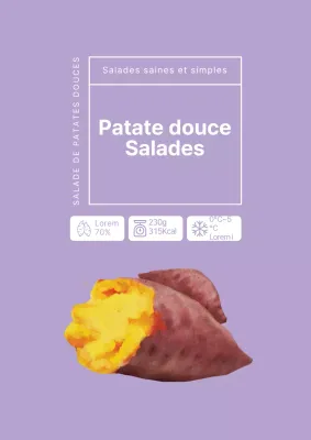 Étiquette simple de salade de patates douces en violet