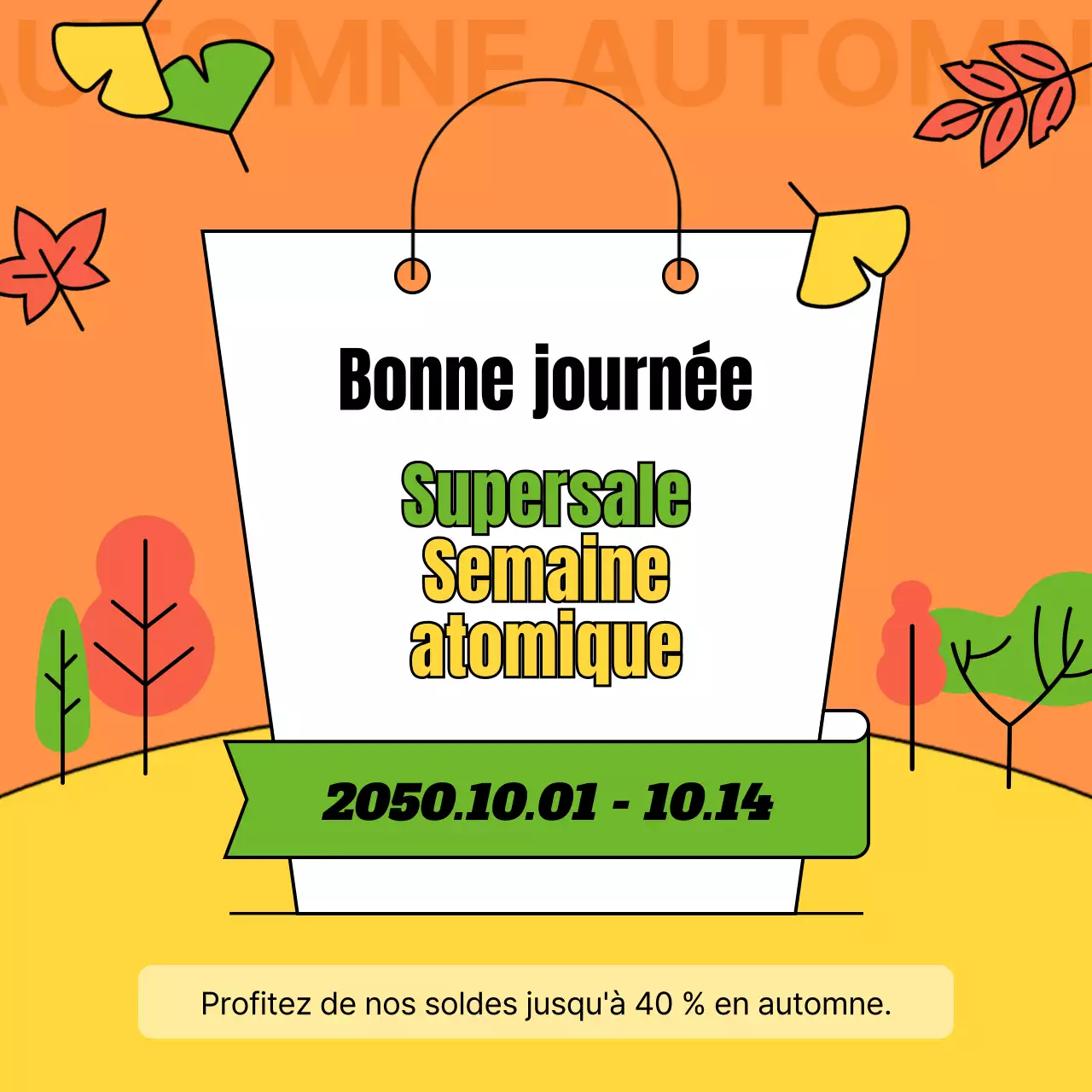 Promouvoir une vente d'automne tropical en chartreuse et jaune