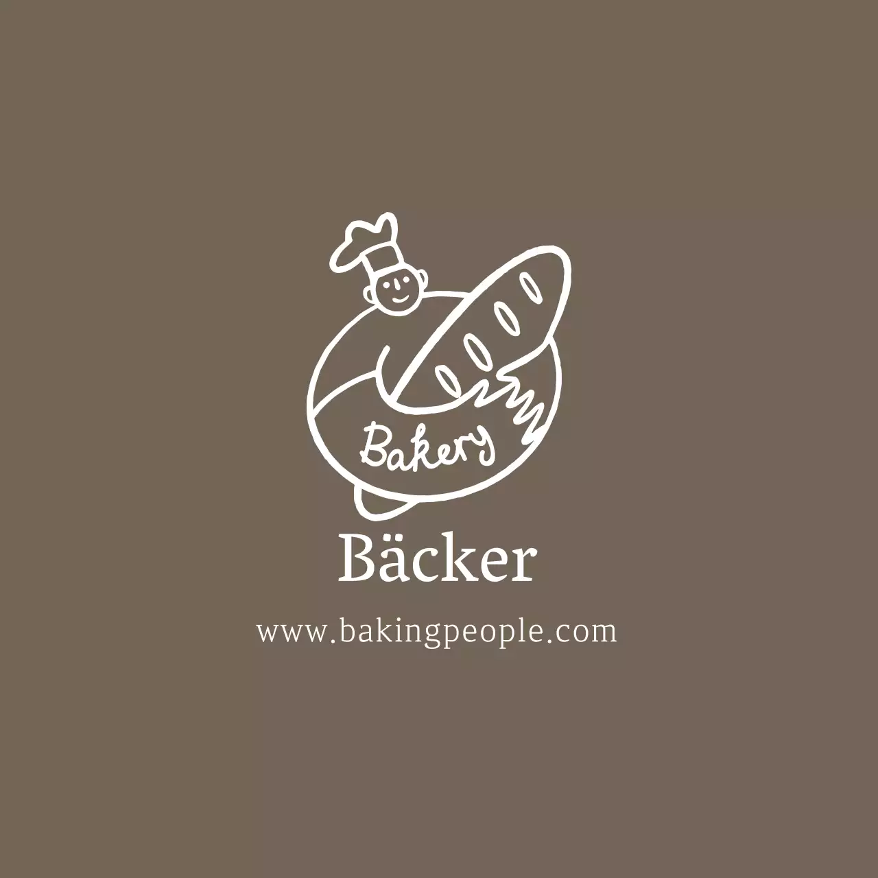 Braun Illustration Logo Bäckerei Bäckerei Etikett