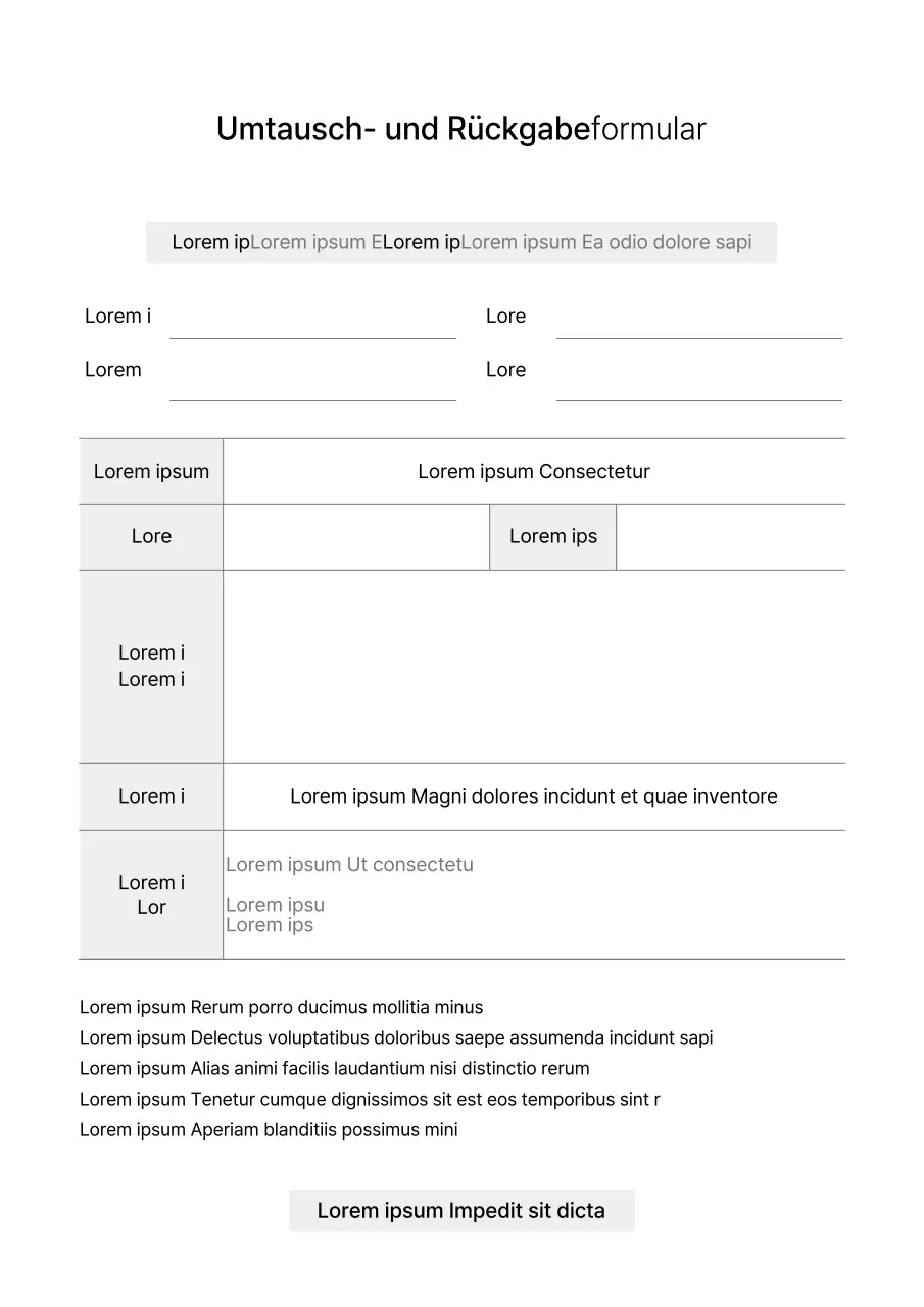 Greycollar's Shopping Mall Umtausch Rückgabeformular