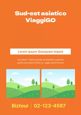 Semplice promozione di un pacchetto della compagnia di viaggi con una foto arancione