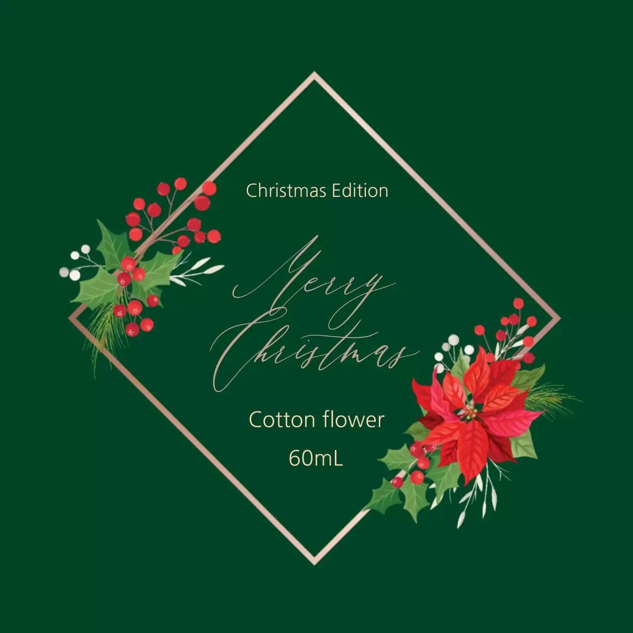 Label Parfum Natal Bergambar Kaligrafi Hijau