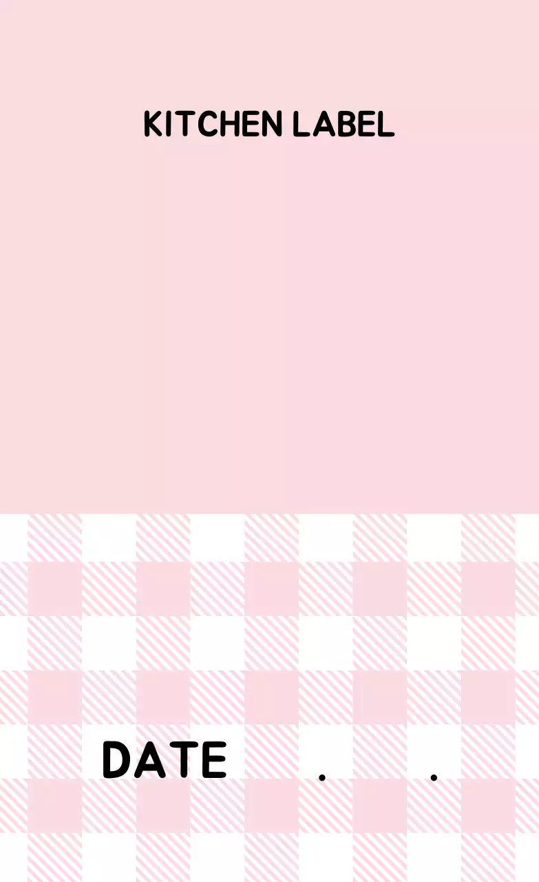 ピンクのチェック柄キッチンラベル