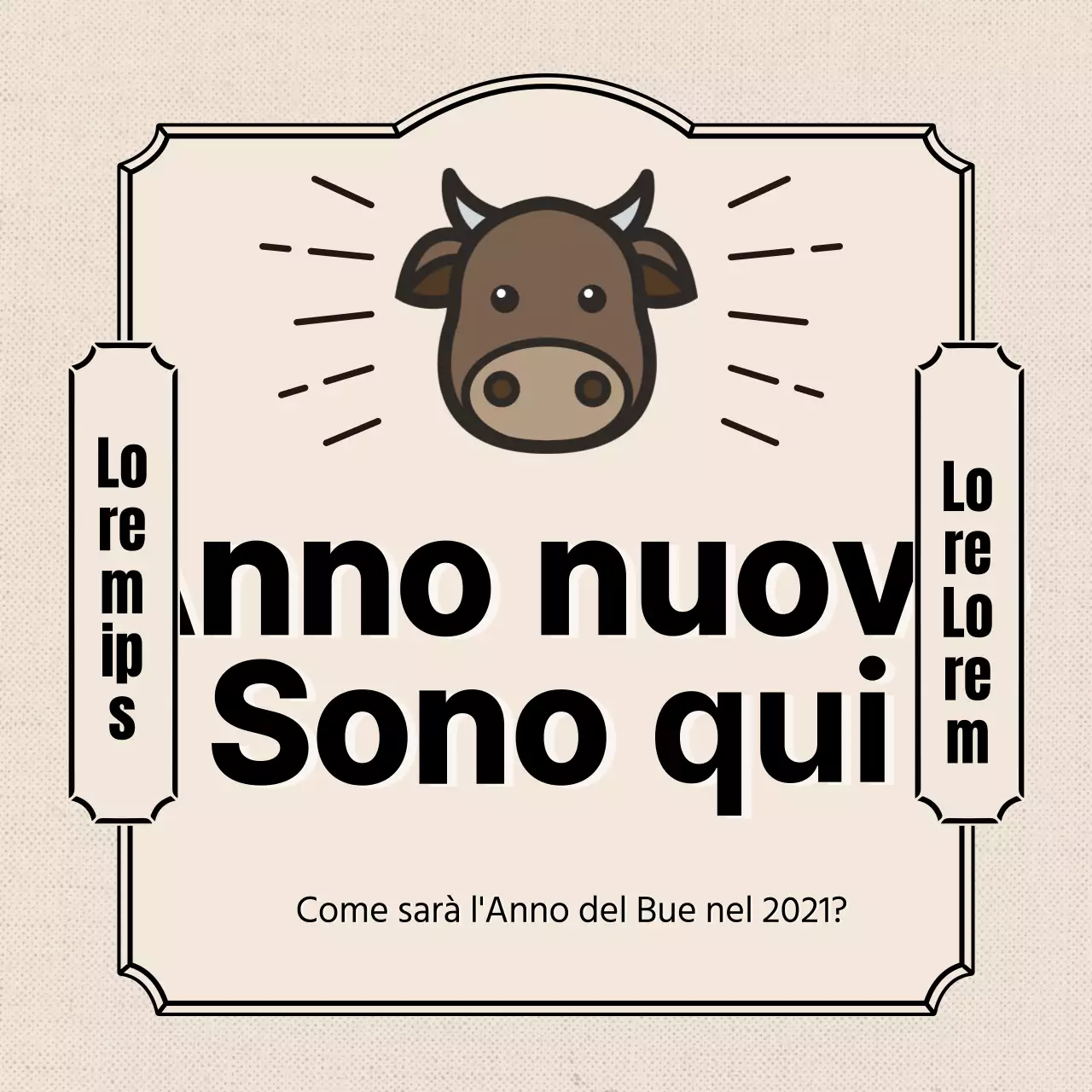 Un evento oroscopo con un'illustrazione di mucca dal sapore retrò