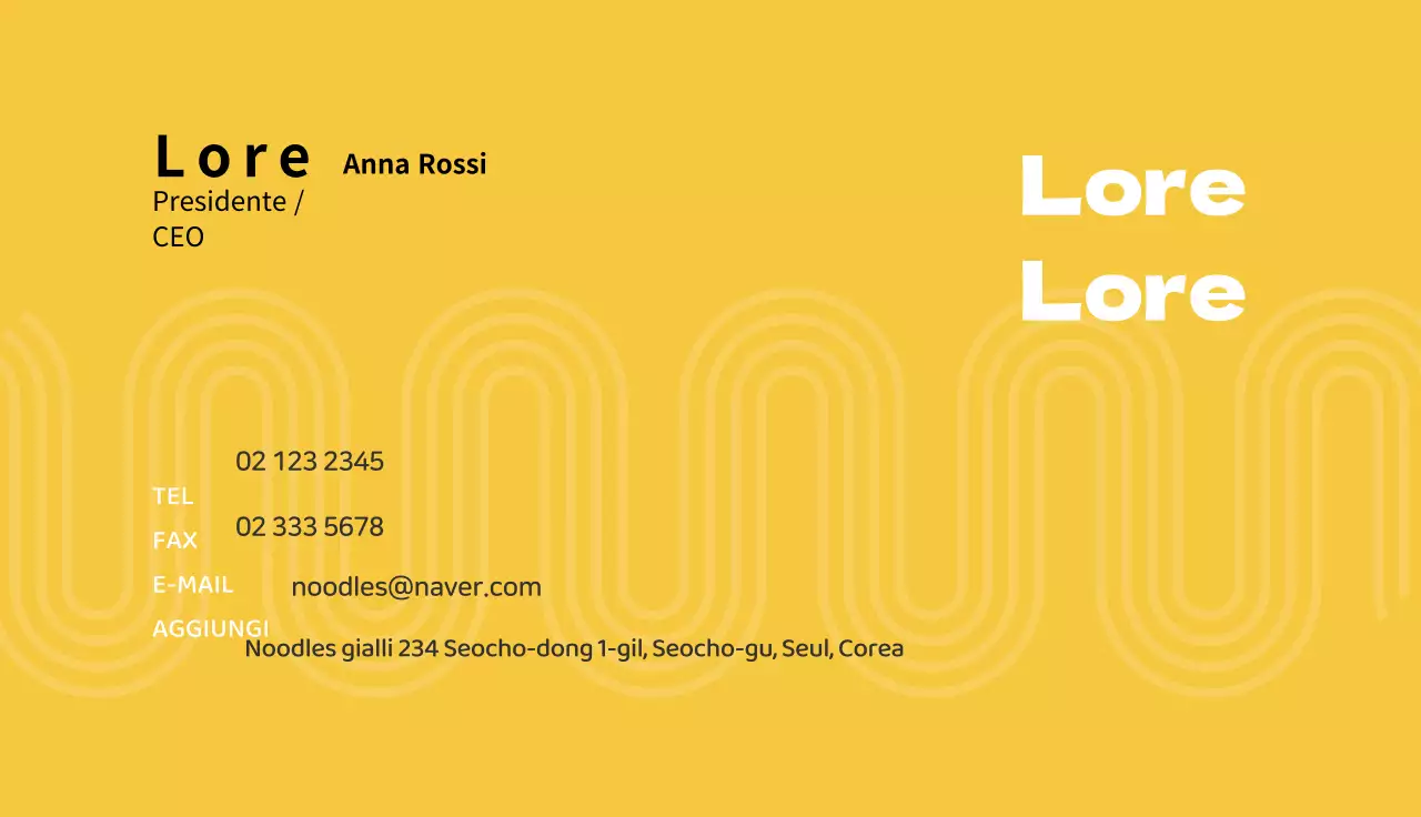 Biglietto da visita per catering con motivo tradizionale giallo