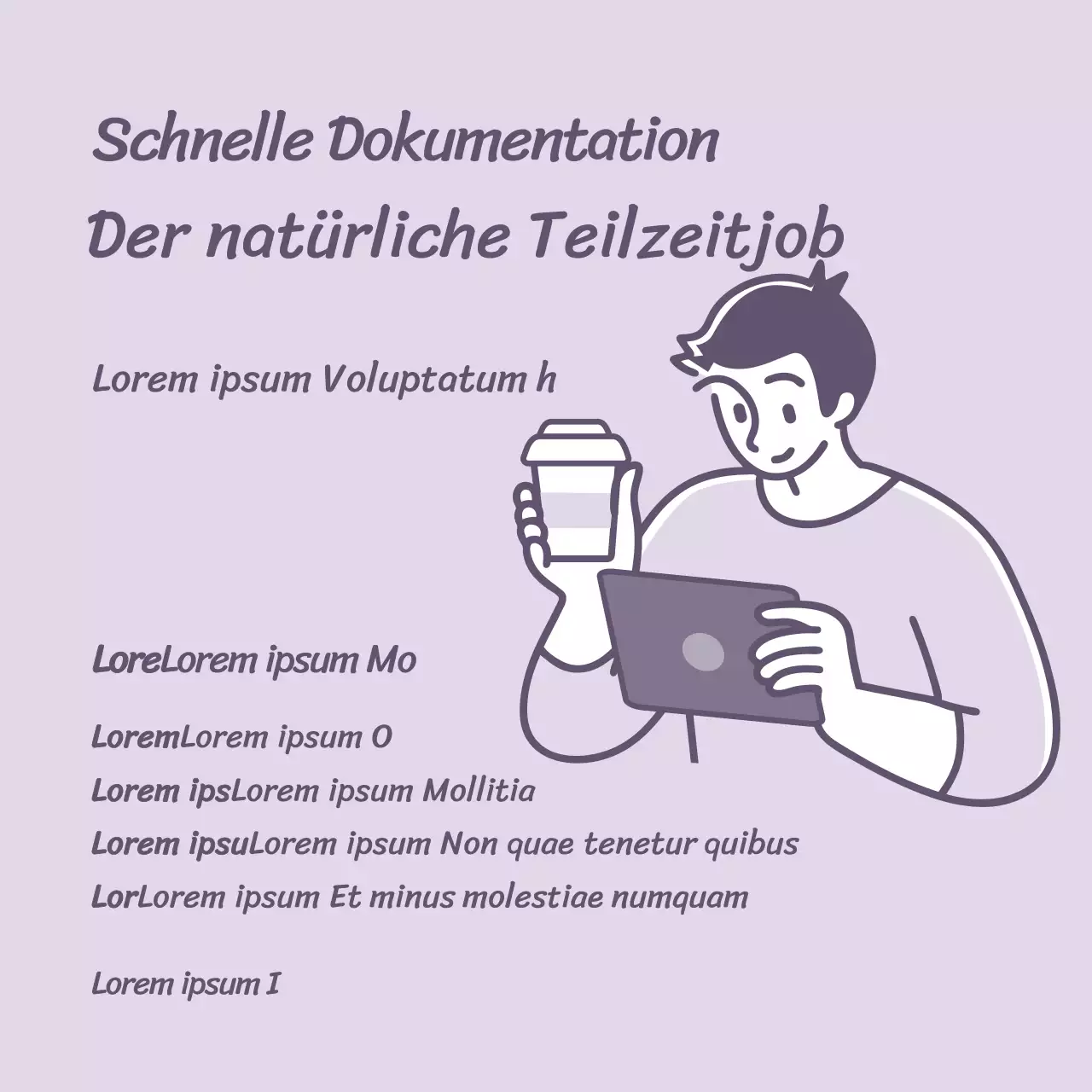 Lila einfache Illustration Mann Dokumentation Teilzeit Lebenslauf Social Media Quadrat