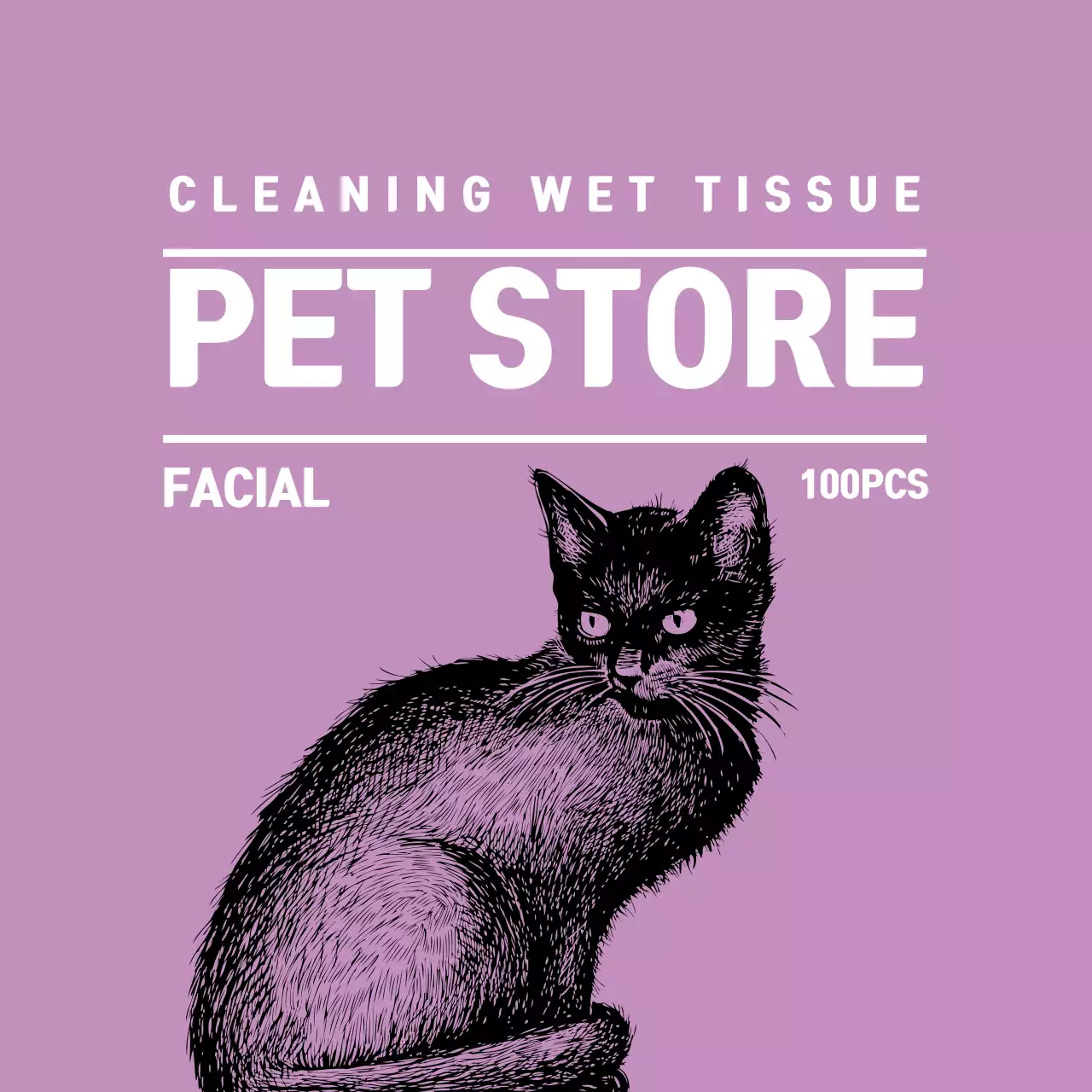 Label Toko Hewan Peliharaan Bergambar Ungu