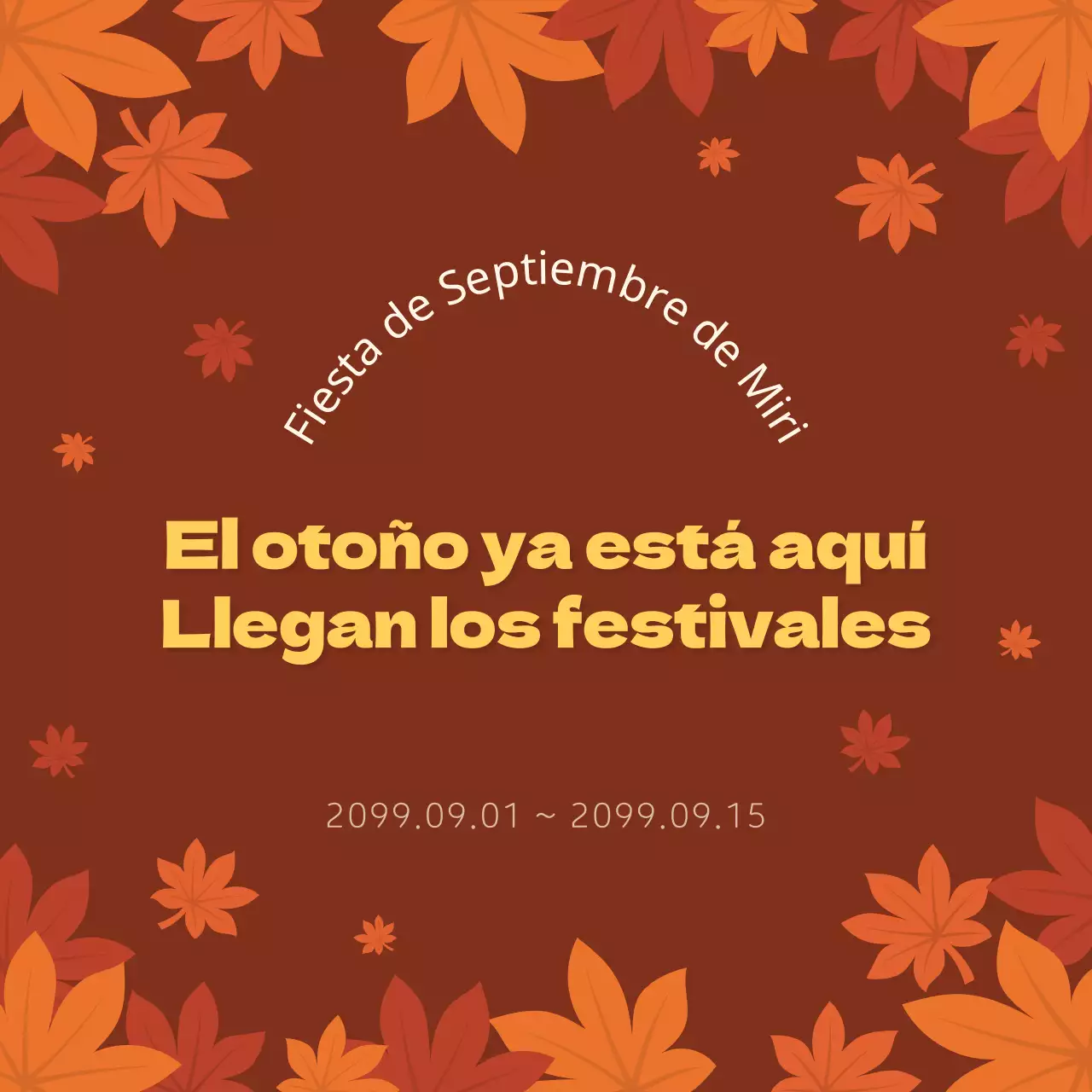 Promocione un festival otoñal de moda con un fondo marrón