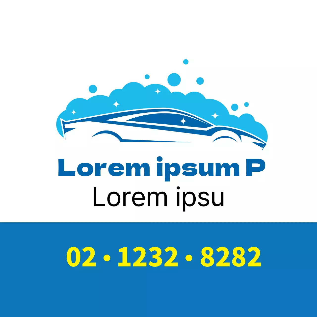 Illustration bleue Promouvoir un lavage de voiture propre dans un centre automobile