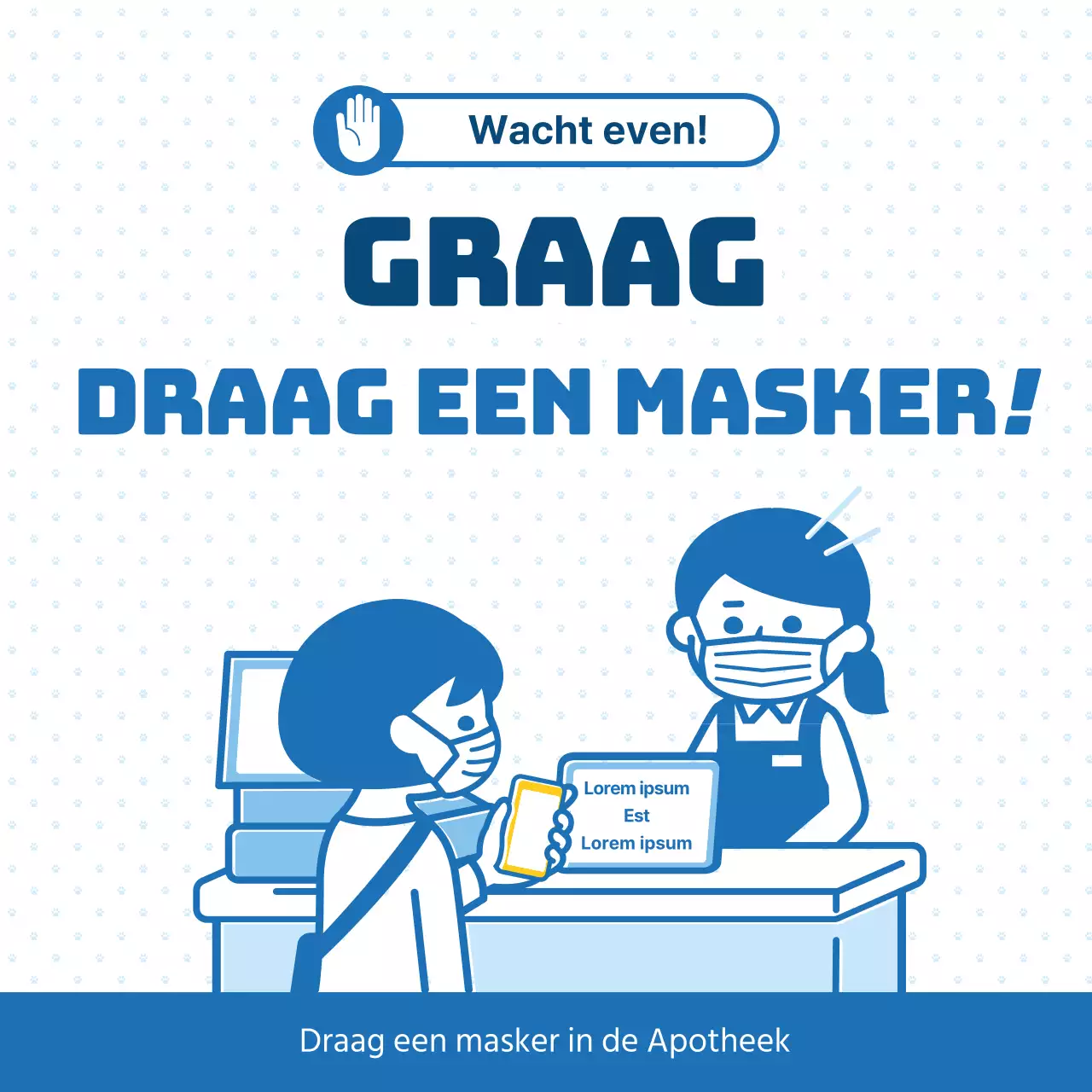 Fasemelding masker met blauwe puntkleur