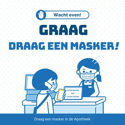 Fasemelding masker met blauwe puntkleur