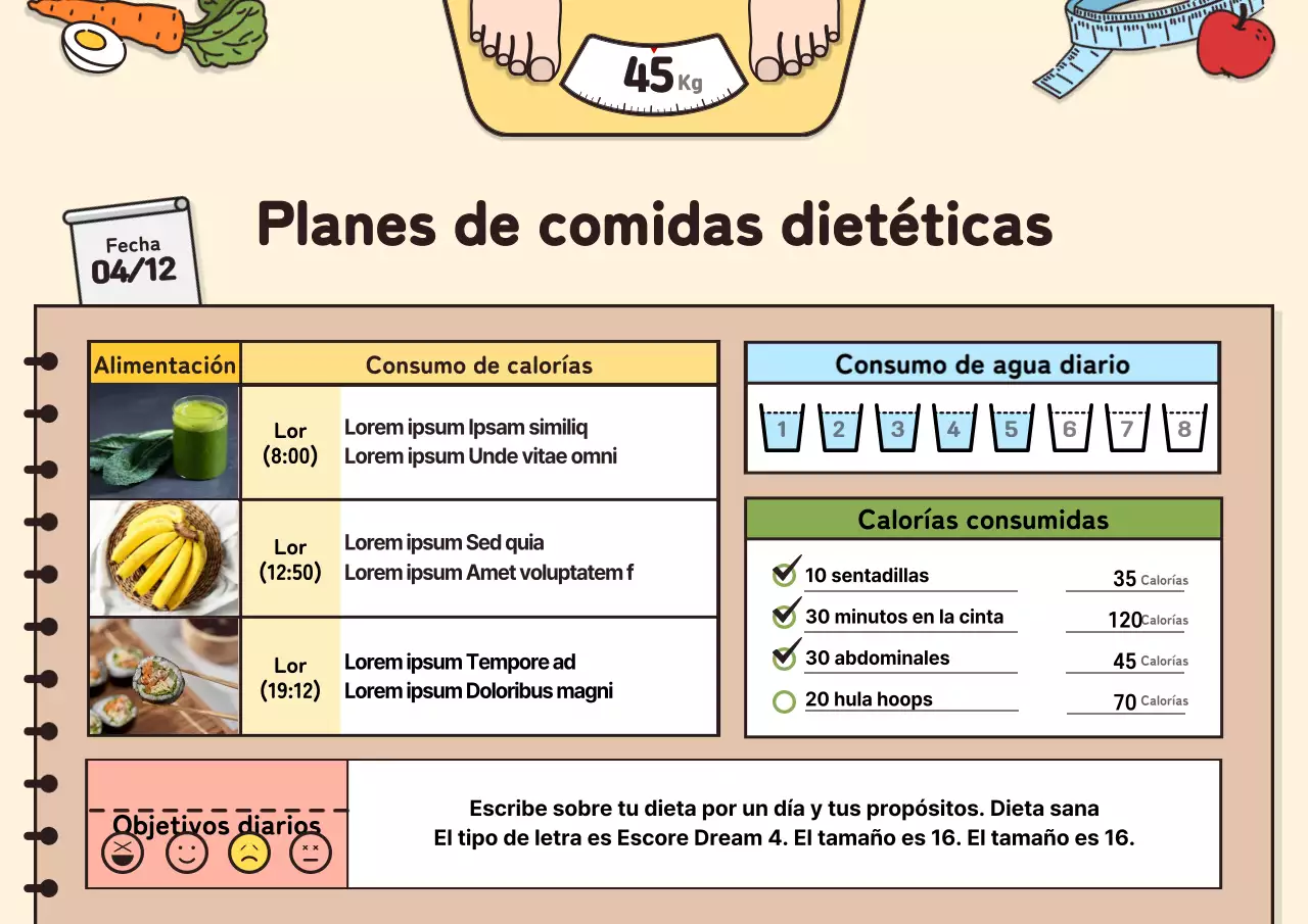 Plan de comidas de la dieta Concept de Beige Brown's Notes