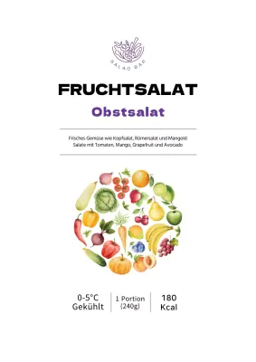 Einfaches Obstsalat-Etiketten-Design-Poster in Weiß