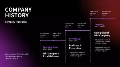 Business timeline in black gradients